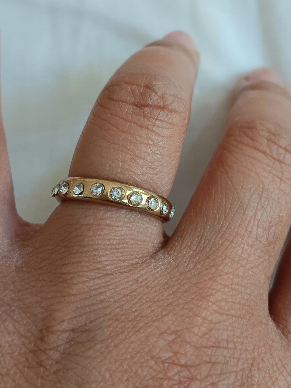 Gold Crystal-Accent Dome Ring Size 6- Women Jewelry